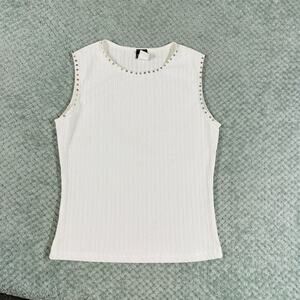 vintage y2k beaded collar rainbow sequin high neck staple ribbed tank top usa